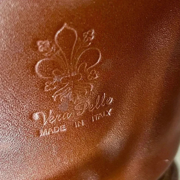 Gently Used VERA PELLE Brown Leather Crossbody. - Picture 5 of 7